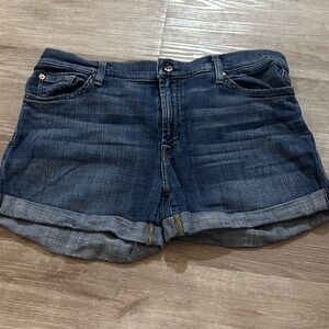 7 For All Mankind Dark Blue Jean Shorts